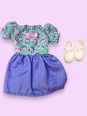 1998 Vintage Barbie Stacie Feelin' Fun Fashions Purple Floral Dress #68697